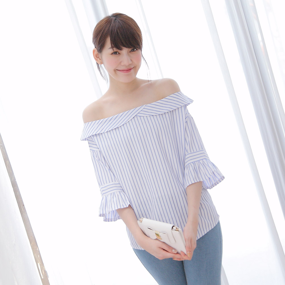 TOKYO FASHION Womens Stripes OffShoulder Top Japanese/Korean Fashion