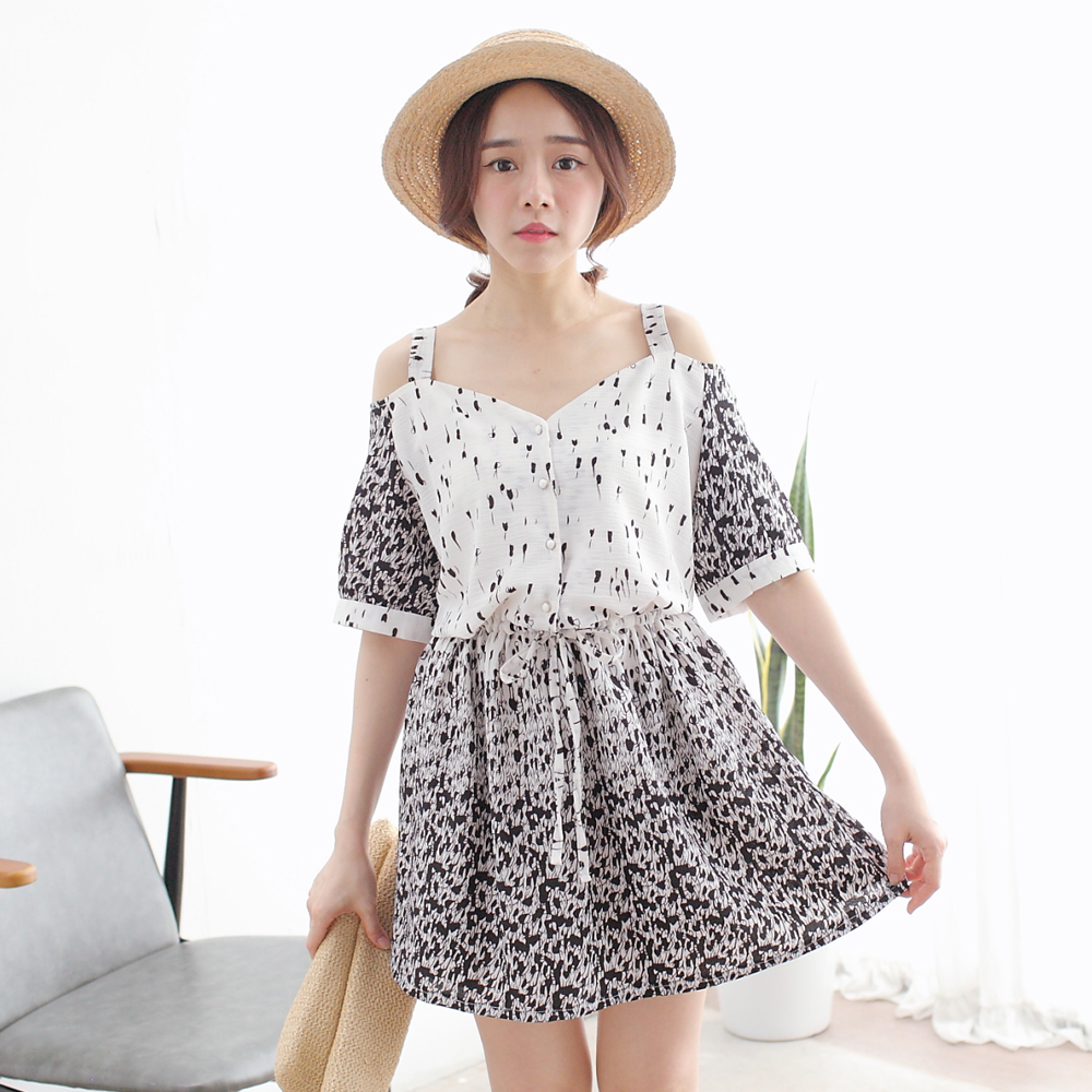 TOKYO FASHION Womens Cold Shoulder Dress In Floral Print Japanese