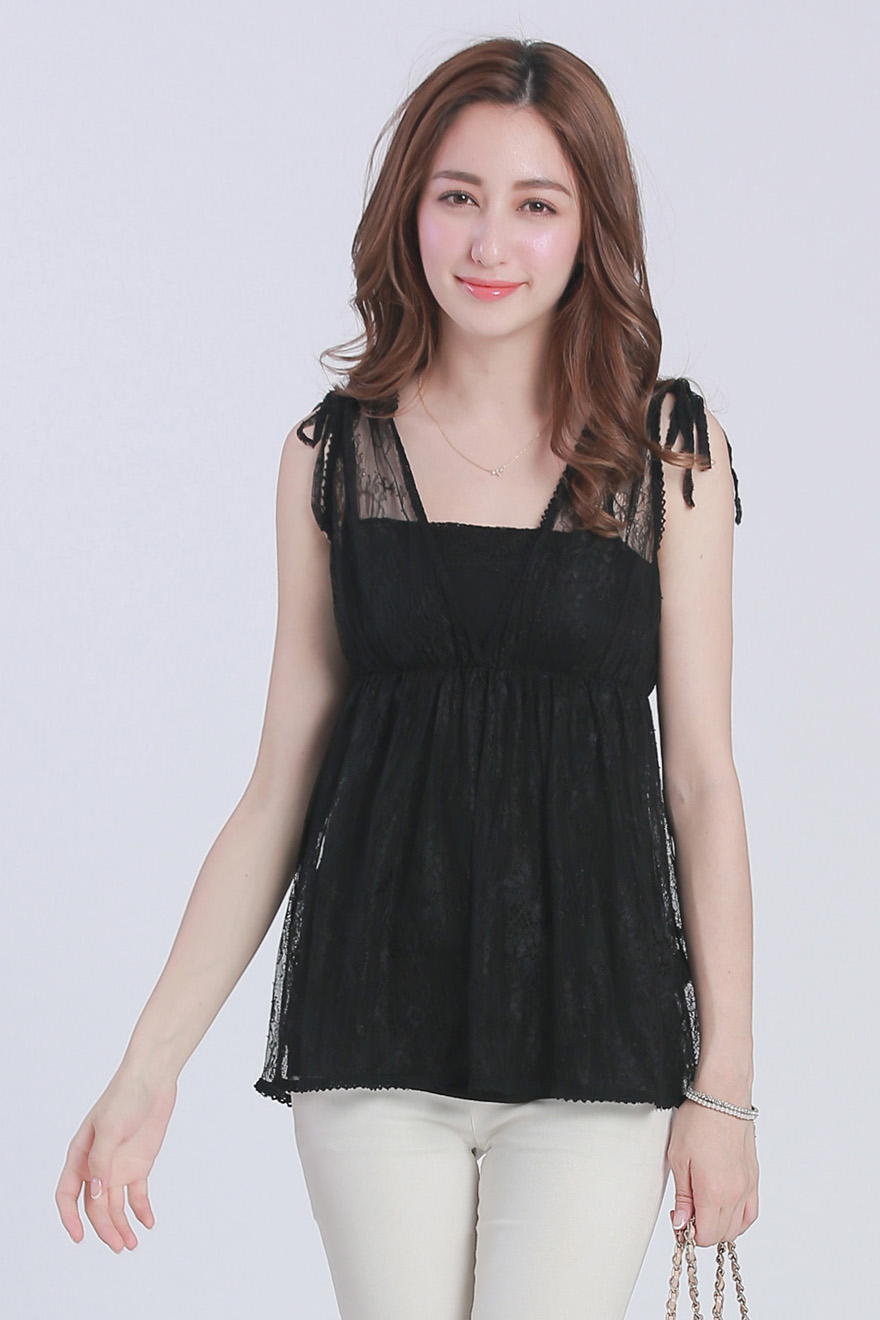 YOCO Womens Lace Babydoll Top Japanese/Korean Fashion