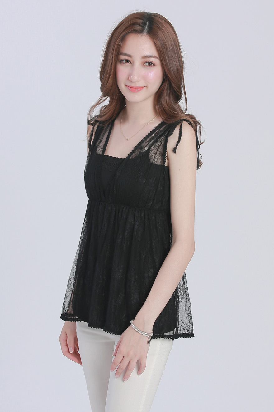 YOCO Womens Lace Babydoll Top Japanese/Korean Fashion