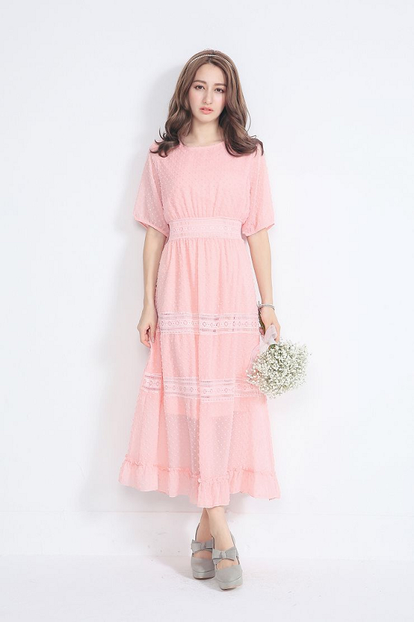 YOCO Womens Maxi Dress With Lace Tiers Japanese/Korean Fashion | eBay