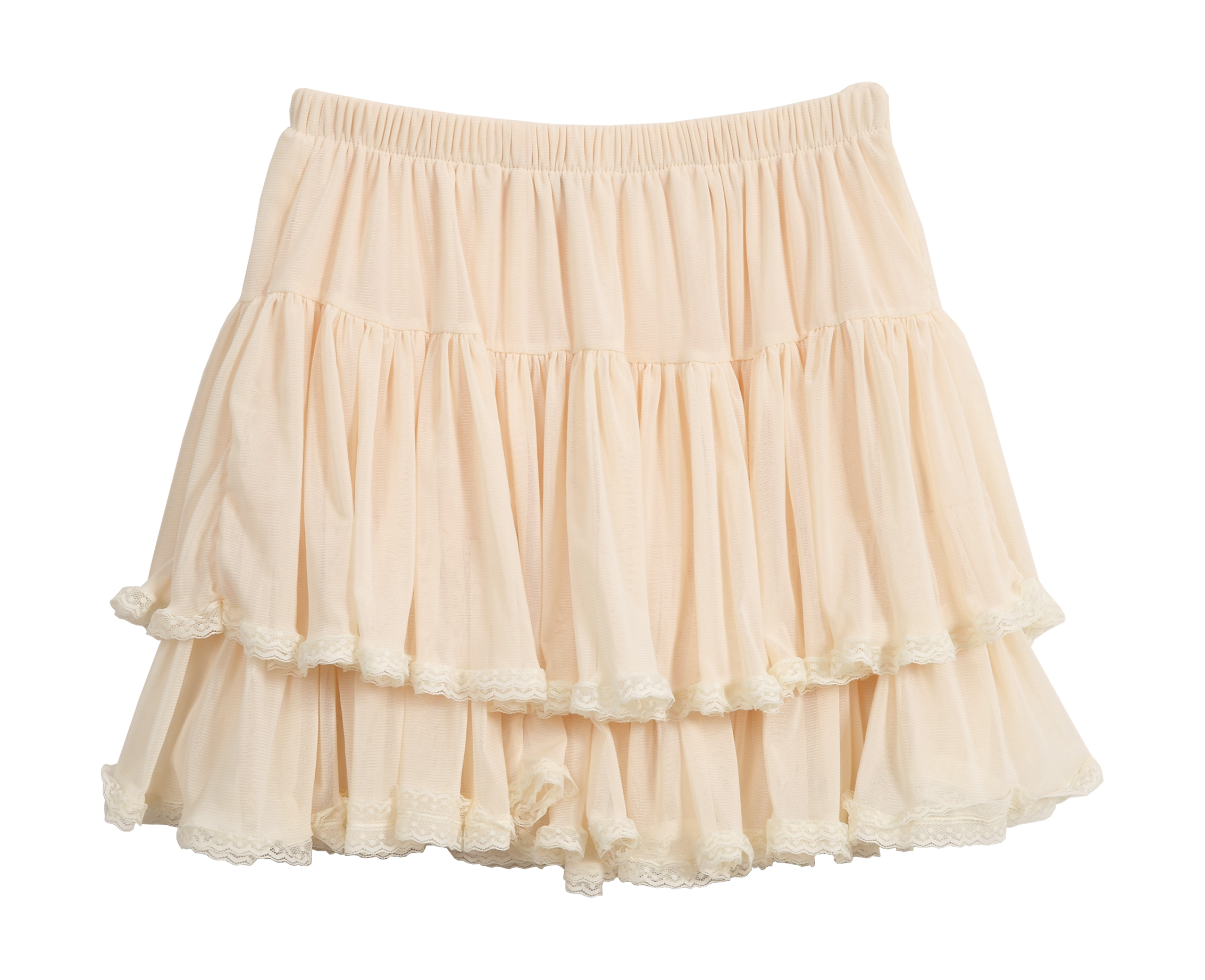 YOCO Womens Layered Chiffon Skirt With Lace Trim Japanese/Korean