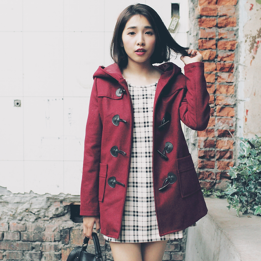 TOKYO FASHION Womens Slim Fit Wool Hooded Duffle Coat Japanese/Korean